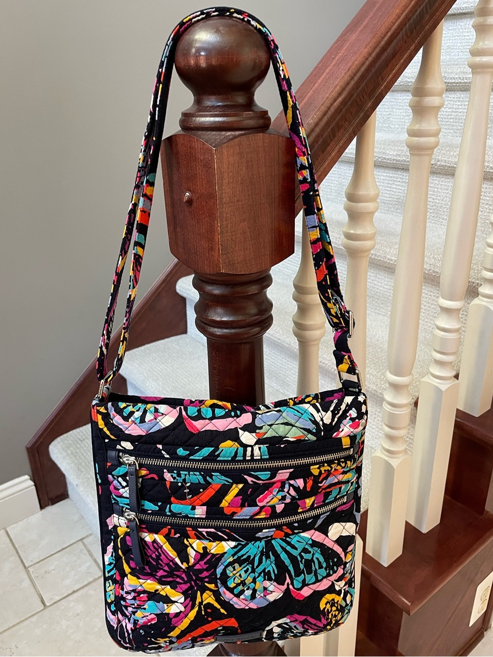 Vera Bradley Quilted Triple Zip Hipster Shoulder Bag - Butterfly Flutter Retired